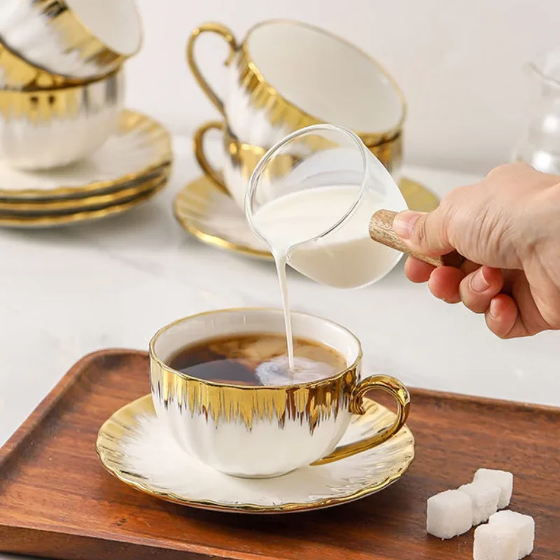3-piece set Ceramic Cup with Sauce Espresso Cup and Sauce Ceramic Coffee and Gold Jewelry Sauce Set 2.5-ounce Demitas coffee cup tea cup