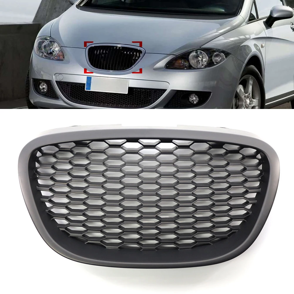 

Matt Black Car Front Grille Bumper Mesh Badgeless Grill Grille Replacement For Seat Leon MK2 1P1 2006 2007 2008 2009