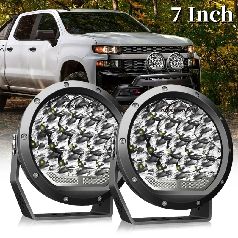 

2Pcs 7inch Car Round LED Driving Lights Waterproof Spotlight Work Lamp Daytime Running Light For Pickup/Offroad (White Light)