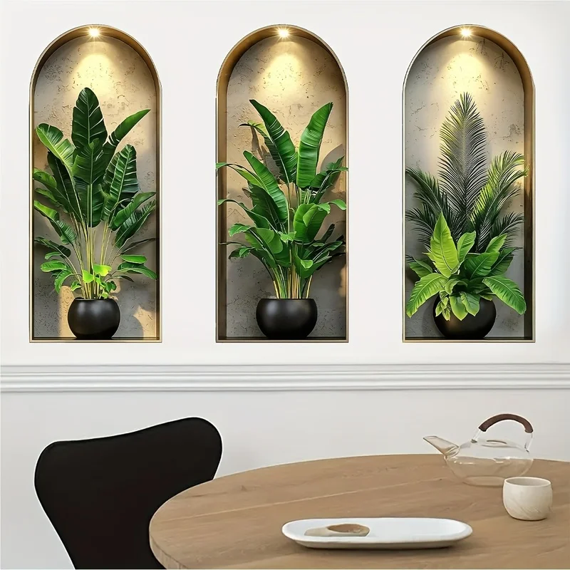3D Watercolor Plant Wall Stickers 3