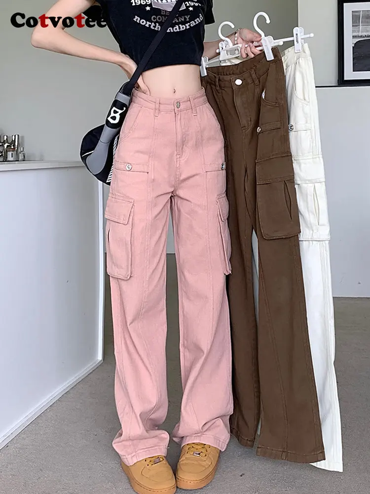 CotvoteePinkCargoJeansWomen2023NewFashionVintageStreetwear