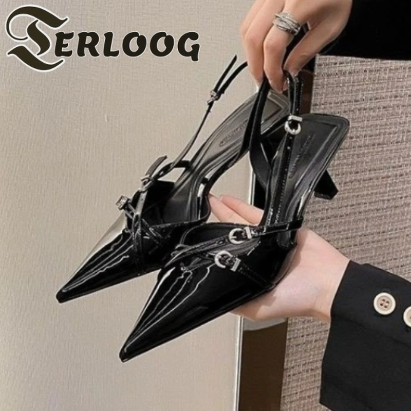 Sexy Pointed Toe High Heels Women Sandals Summer Slingback Party Slippers Woman Dress Brand Buckle Pumps Mujer women slingback sandals women high heels shoes women dress shoes