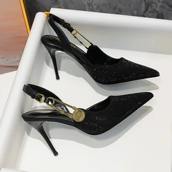 Designer Luxury Pointed High Heels Rhinestone Party Dress Sandals Women 2024 Fashion Elegant Sexy Office Gladiator Women Pumps
