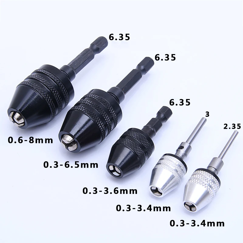 Mini Drill Chuck Keyless for Electric Screwdriver Impact Driver Adaptor Micro Motor Clamp Drill Chuck Adapter Hex Shank Fixture