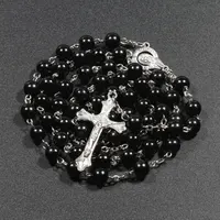 Collier chapelet en fausses perles pour femmes, Religion chrétienne, pendentif croix vierge marie jésus, longues chaînes de perles, bijoux à la mode, nouvelle collection 3