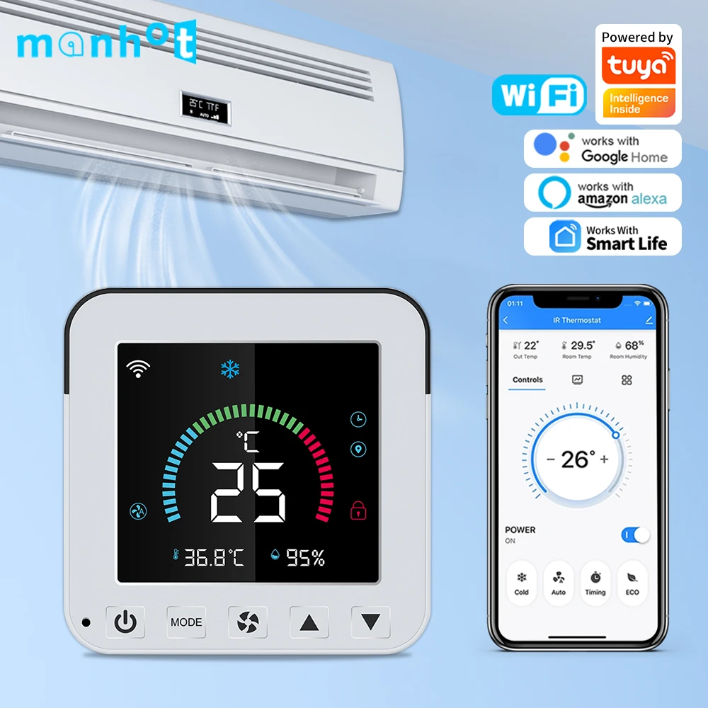 Tuya WiFi Thermostat Air Conditioner IR Temperature Humidity Infrared