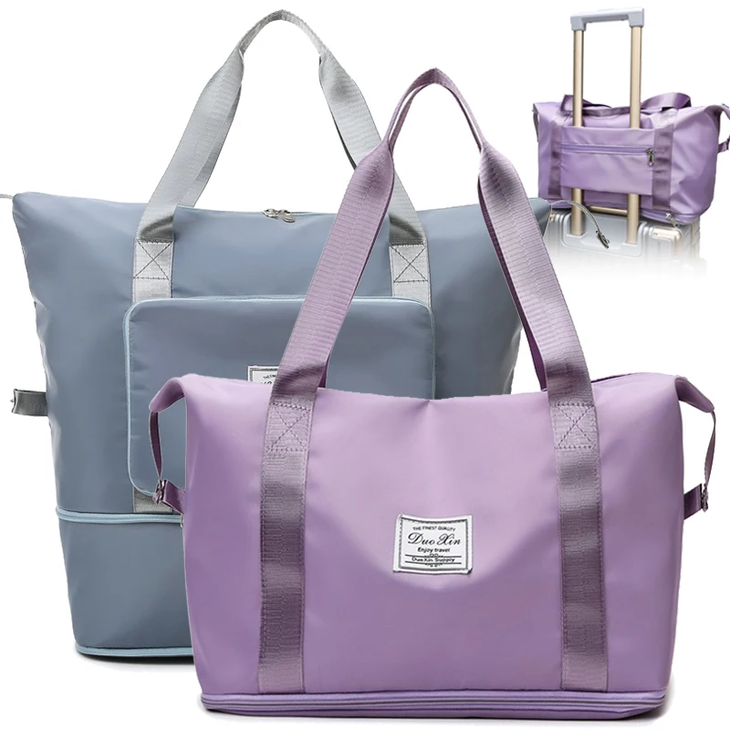 Large Capacity Folding Travel Bag Portable Foldable Travel Lightweight Waterproof Multifunctional Oxford Fabric Bag Tote Handbag