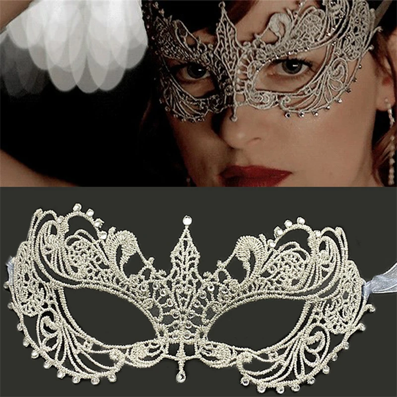 2PCS Masquerade Carnaval Hollow Out Lace Half face Masks Women Girl