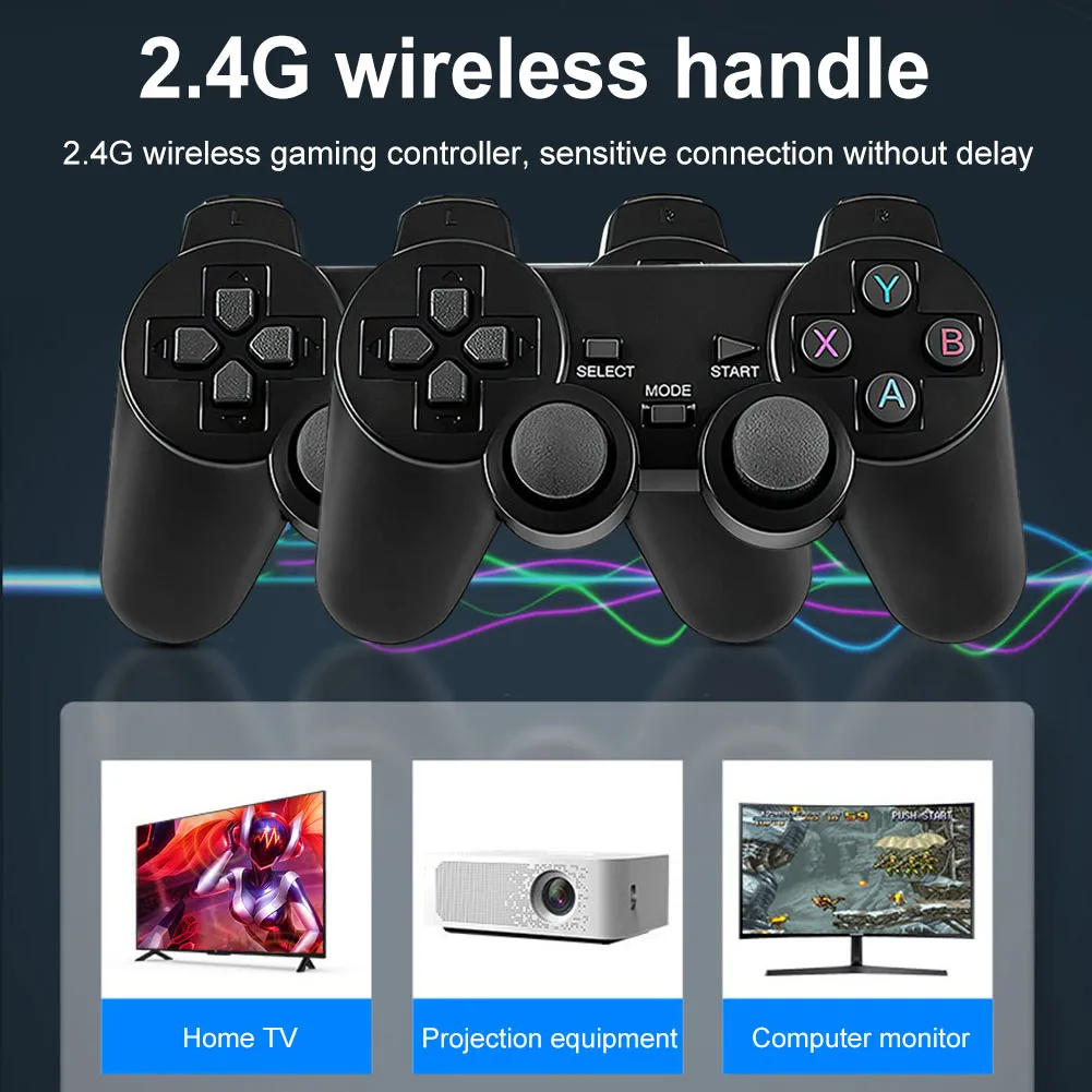 더블 무선 컨트롤러 HD TV 게임 콘솔 비디오 게임 스틱, 32G, 64G, D80, 2.4G, 30000 + 레트로 게임, TV, PS1 소년 선물