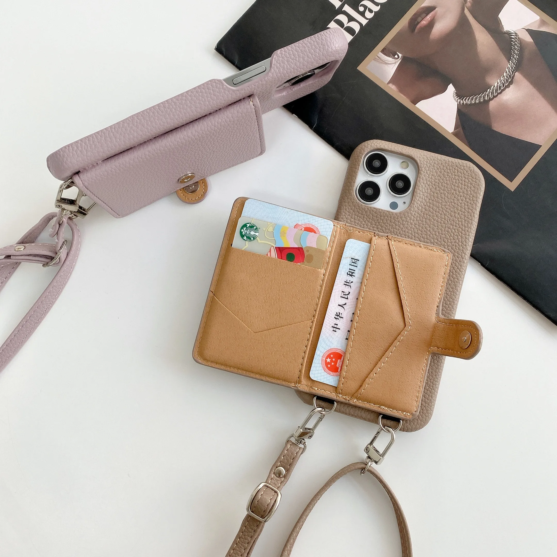 colar correia correia corrente caso de telefone para iphone pro max xs xr mini se plus couro corda capa cartão packa