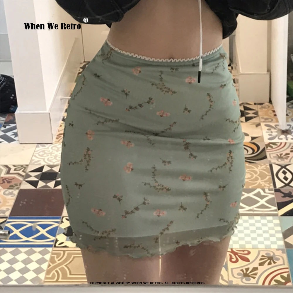 

Korean Summer Floral Print Boho Sexy Mini Skirt With Lining High Waist Women Bandage Fashion Short Skirt Vocation Skirt RS131