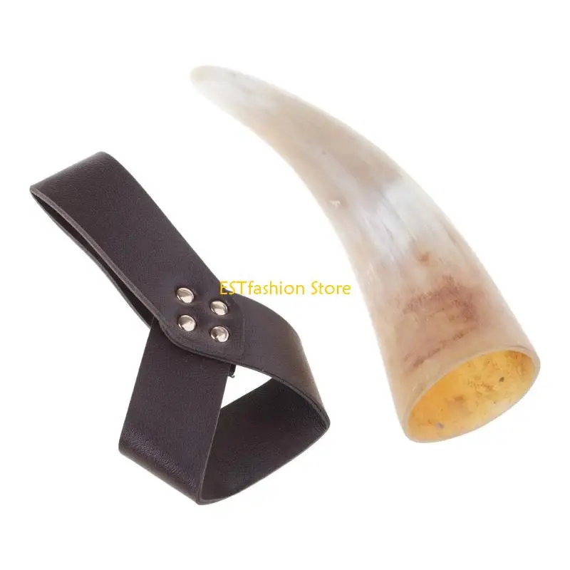 Y5GC Faire LARP Cosplay Kostüm Wikinger Trinkhörner mit Lederholster-Set – Detail 8