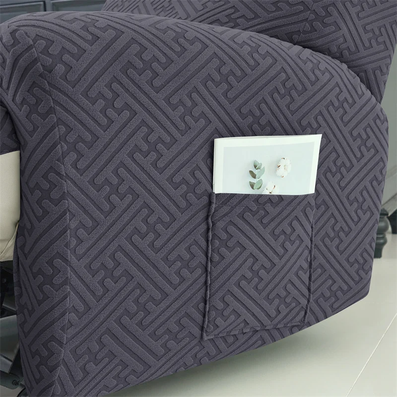 Jacquard Recliner Sofa Cover Stretch Armchair Slipcovers Solid Color Non-Slip Couch Slipcovers 4Pcs/set For Home Office Decor