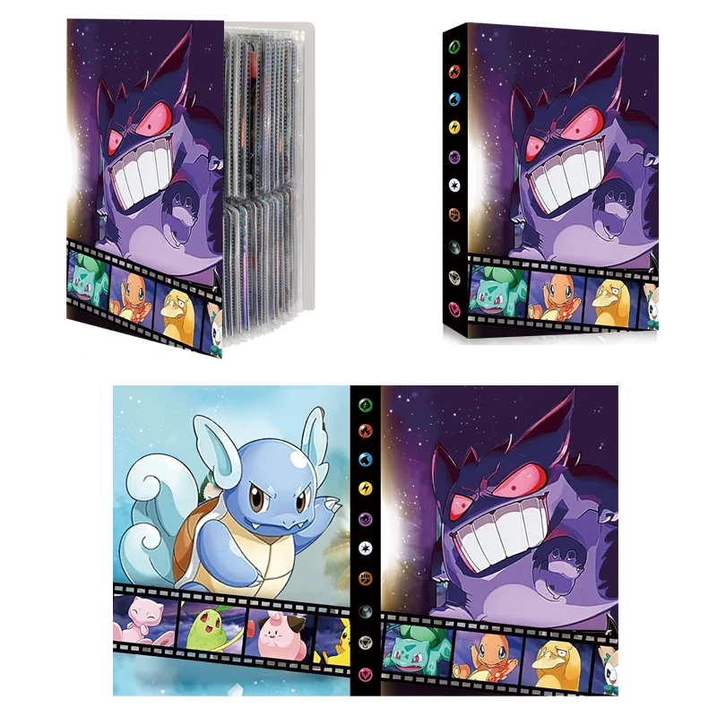 

240PCS Pokemon Album Cards Pikachu Bulbasaur Mewtwo Card Album Map Letter Folder Binder Notebook VMAX Game Card Collection Toys