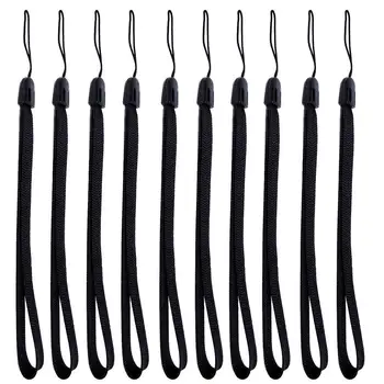 10Pcs/set Protective Wrist Strap Black Pine Rope Selfie Lanyard Lanyard Stick Mobile Flashlight Phone C9P1 1
