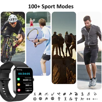IOWODO Smart Watch 1.85” Full Touch HD Smartwatch Bluetooth Calling 100+ Sport Fitness Tracking Watch with Voice Assistant 4