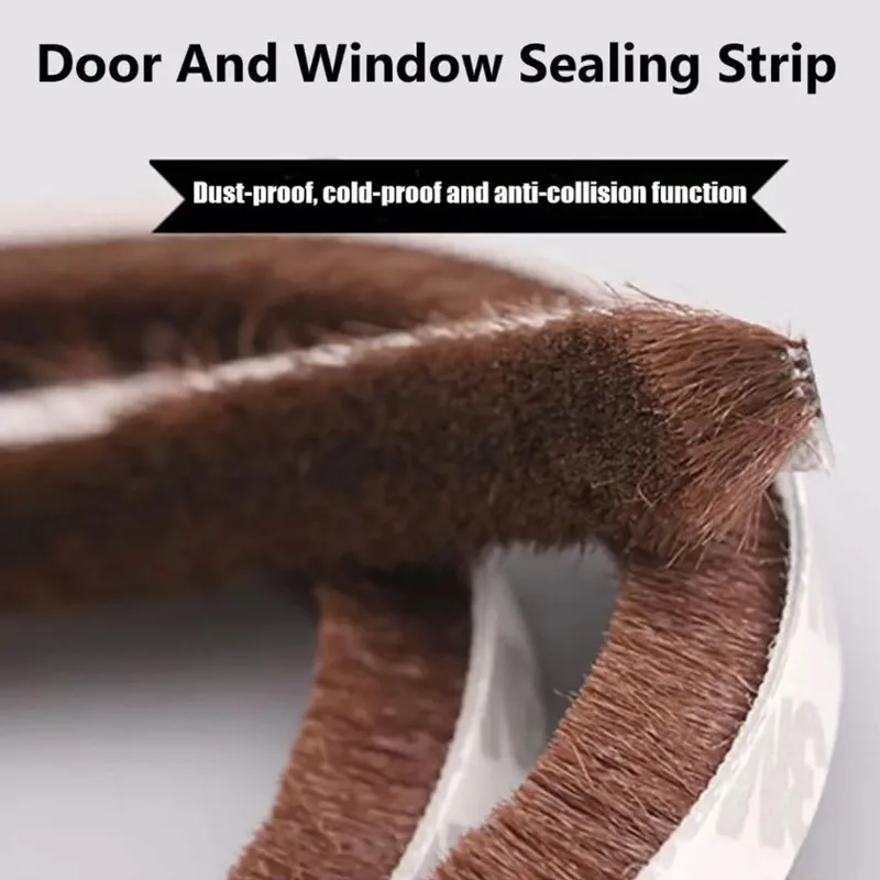 door seal strip 5/10/20M Self-adhesive Wool Sealing Strip Aluminum Alloy Door And Window Insulation Sound Insulation And Collision Prevention