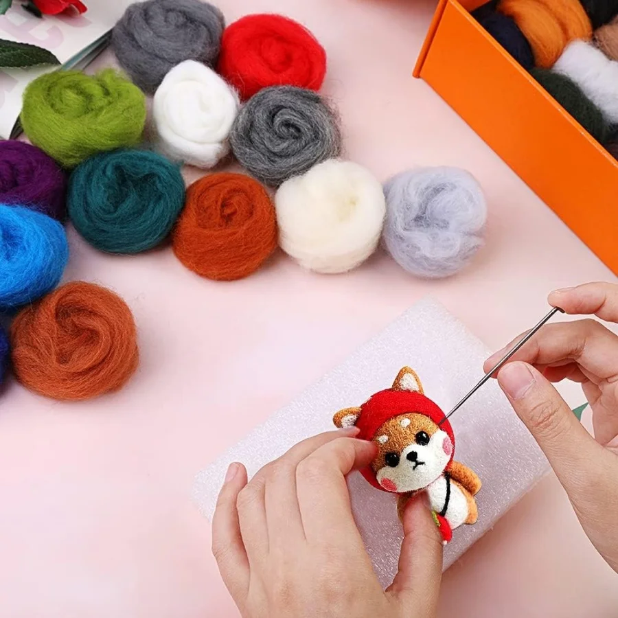 MIUSIE 30/54 Colors Wool Roving Yarn Fiber Wool Yarn Roving Needle Felting for Needle Felt DIY 3g/Color