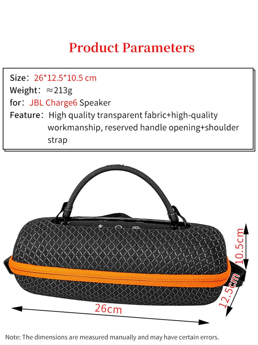 Portable Bag for JBL CHARGE6 Speaker Transparent Bags Charge 6 Outdoors Travel Carrying Sound Permeable Case