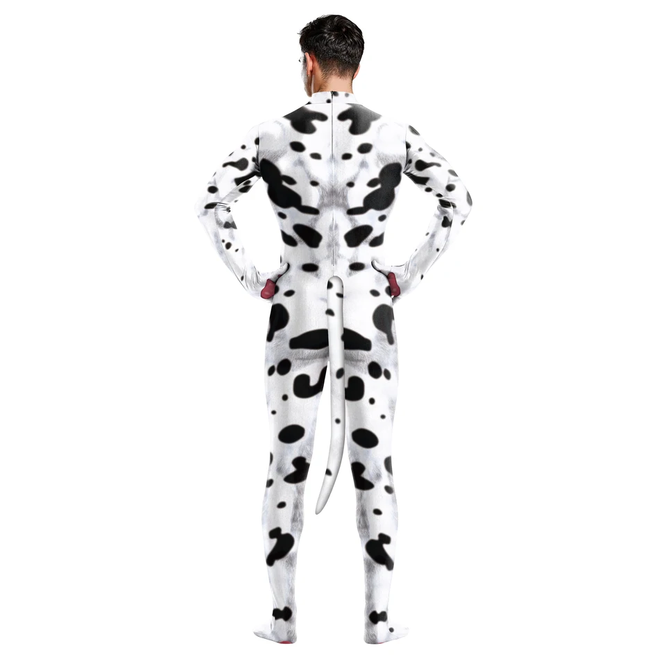 Tuta Da Dalmata Onesie Per Adulti | Pigiama Peluche Con Cappuccio E Coda | Costume Carnevale E Feste A Tema