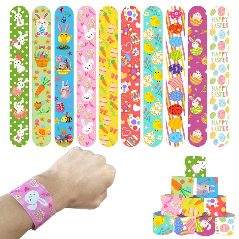 

Easter Decorations 2024 Bunny Slap Bracelets Easter Eggs Snap Bracelet Party Favors Supplies Basket Stuffers Classroom Prizes