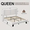 Upholstered Queen Size Bed Frame with Velvet Fabric Headboard Strong Wooden Slats Support Noise Free No Box Spring Neede 2