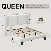 Upholstered Queen Size Bed Frame with Velvet Fabric Headboard Strong Wooden Slats Support Noise Free No Box Spring Neede 2