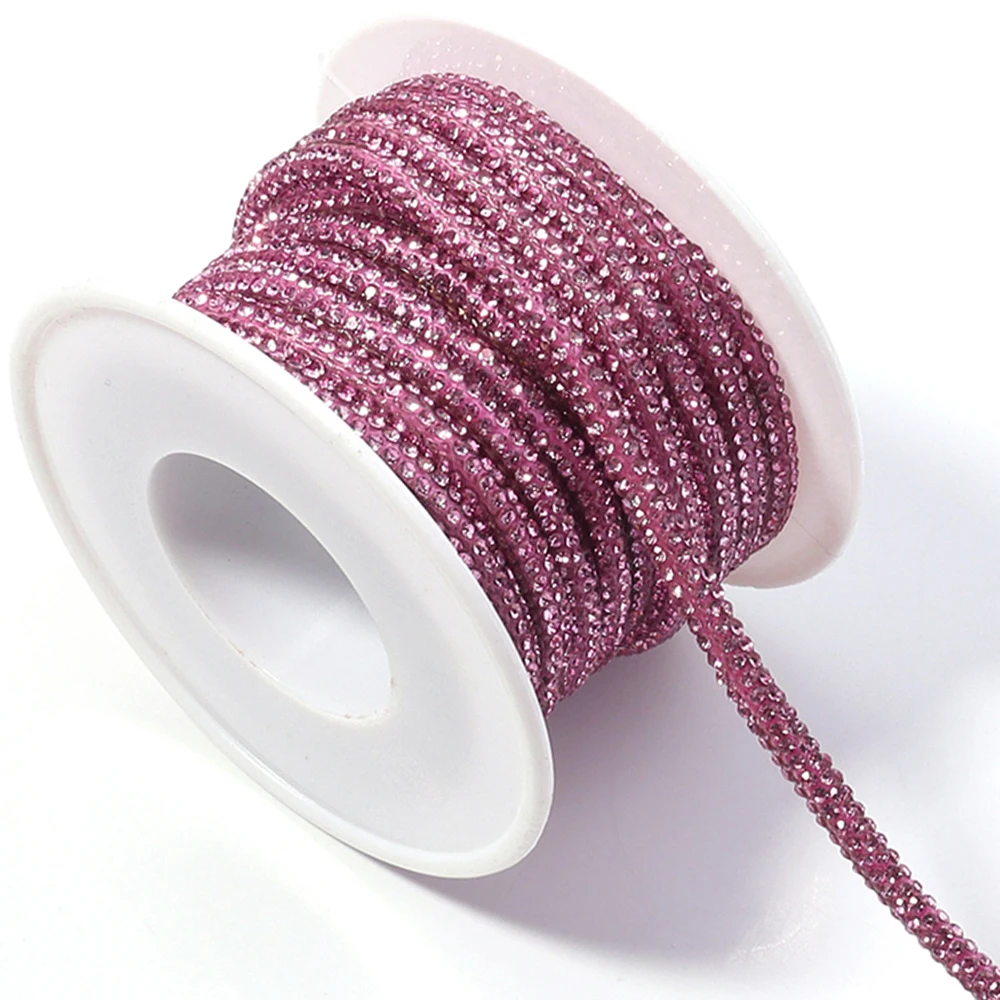 5 Yards 4mm Kristall-Strass-Borte Glitzernde Bunte Runde Kordel für DIY-Handwerk Nähen Kleidung Schuhe Taschen Kopfbedeckungen Dekoration – Detail 13