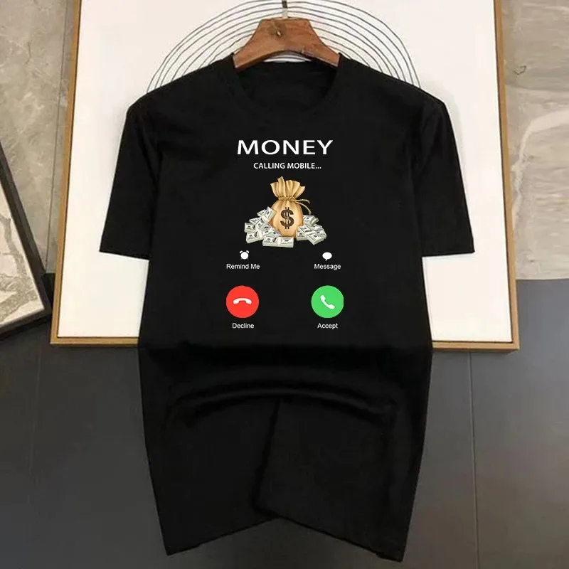 

2024 Summer New Money Calling Phone Pattern Print Summer Luxury Brand Women's T Shirt Cartoon High Quality Fashion T Shirt