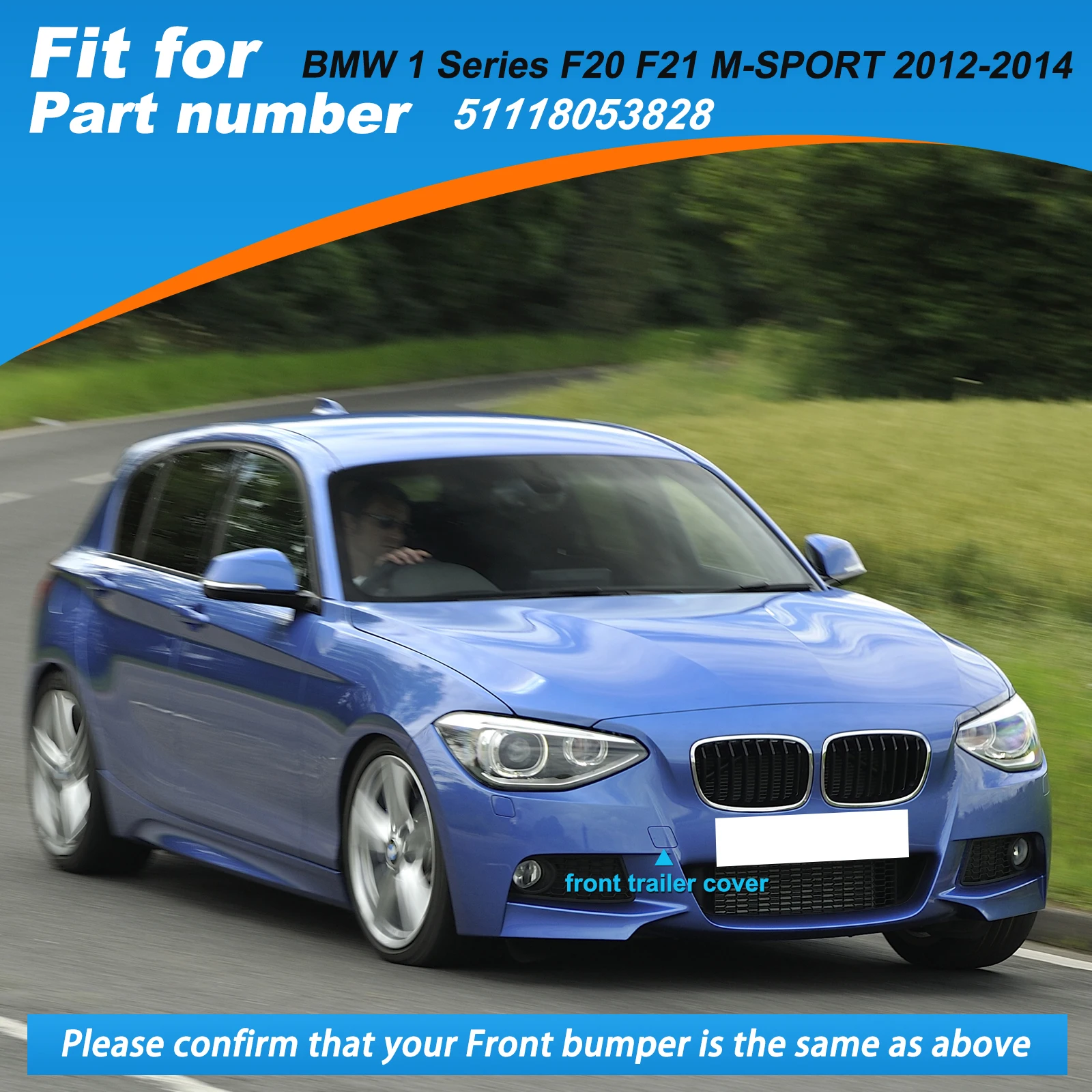 BMW 1 SERIES F20 F21 M-SPORT 2012-2014 114i 116d 116i 120d 125i Front Bumper Tow Hook Cover Cap Eye 51118053828