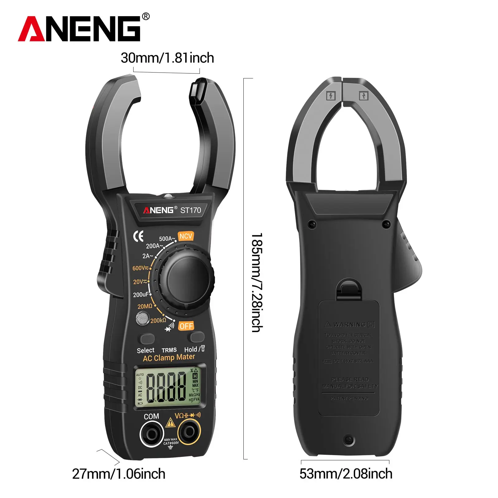 ANENG ST170 고정밀 클램프 미터+B20 비접촉식 전기 펜 세트 AC/DC 전류 전압 중성선 감지 도구 세트