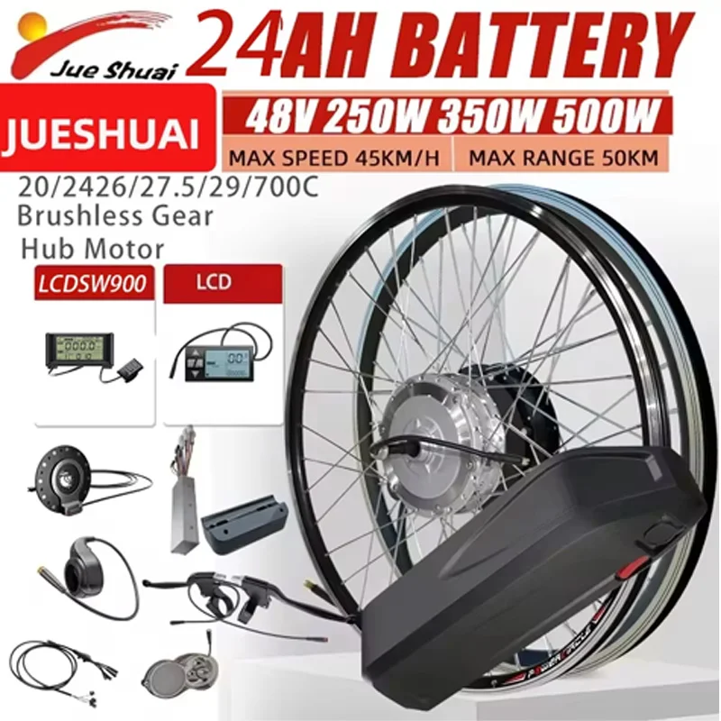 Kit De Conversion Vélo électrique 48V Pour Roue Avant Ou Arrière, Tailles 20 à 29 Pouces