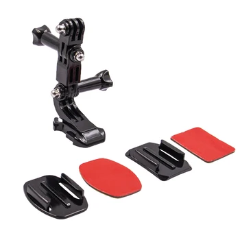 Set di accessori per casco laterale anteriore Supporto per base con fibbia a forma di J per GoPro Hero 5 6 7 4 Xiaomi Yi 4K SJCAM Go Pro Nuovo