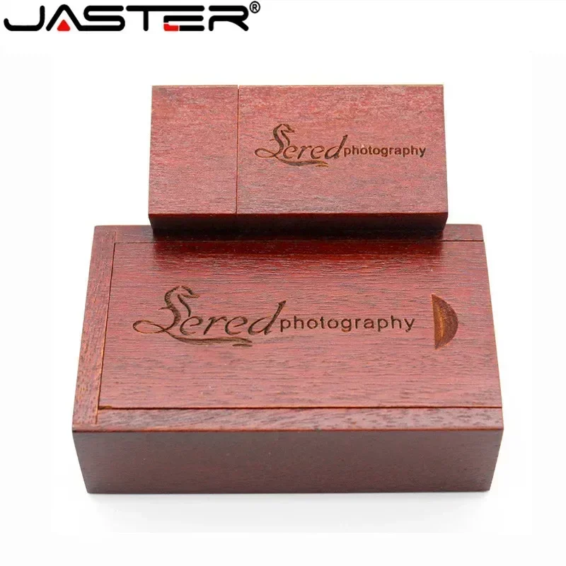 JASTER USB 플래시 드라이브 2.0 무료 사용자 정의 로고 나무 Pendrive 메모리 스틱 128GB 64GB 16GB 32GB 8GB 레이저 조각 결혼 선물