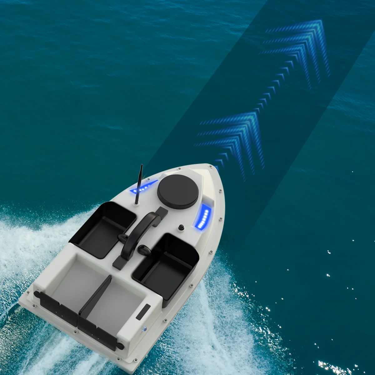 Barca con Esche da Pesca GPS Barca con Esche Wireless RC Doppio Motore 2 kg Ritorno Automatico dell'alimentazione Telecomando 500 m Distanza Nido da Pesca Barca (5200MAH