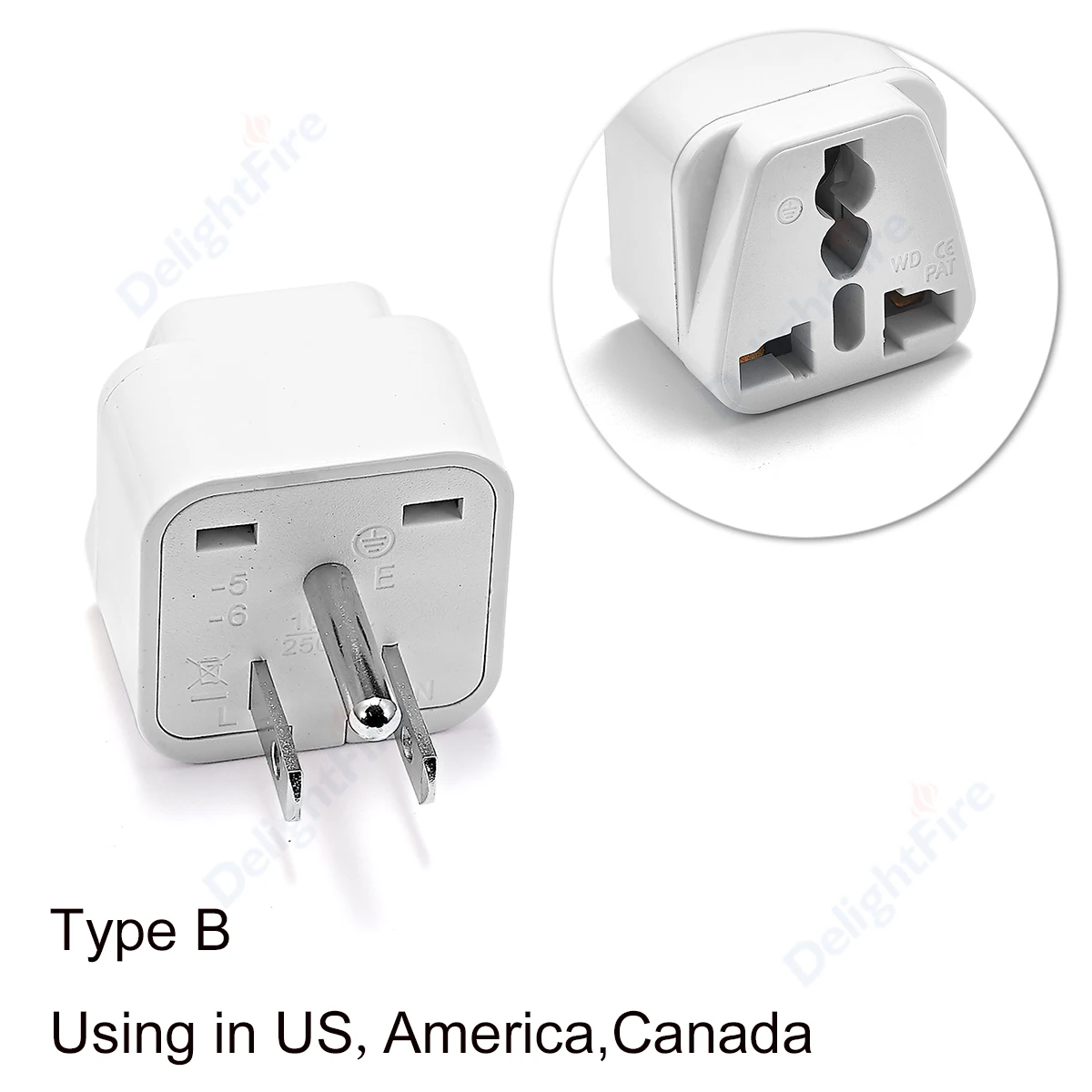Universal Travel Adapter Plug with Dual AC Ports for EU/UK/AU to US Conversion