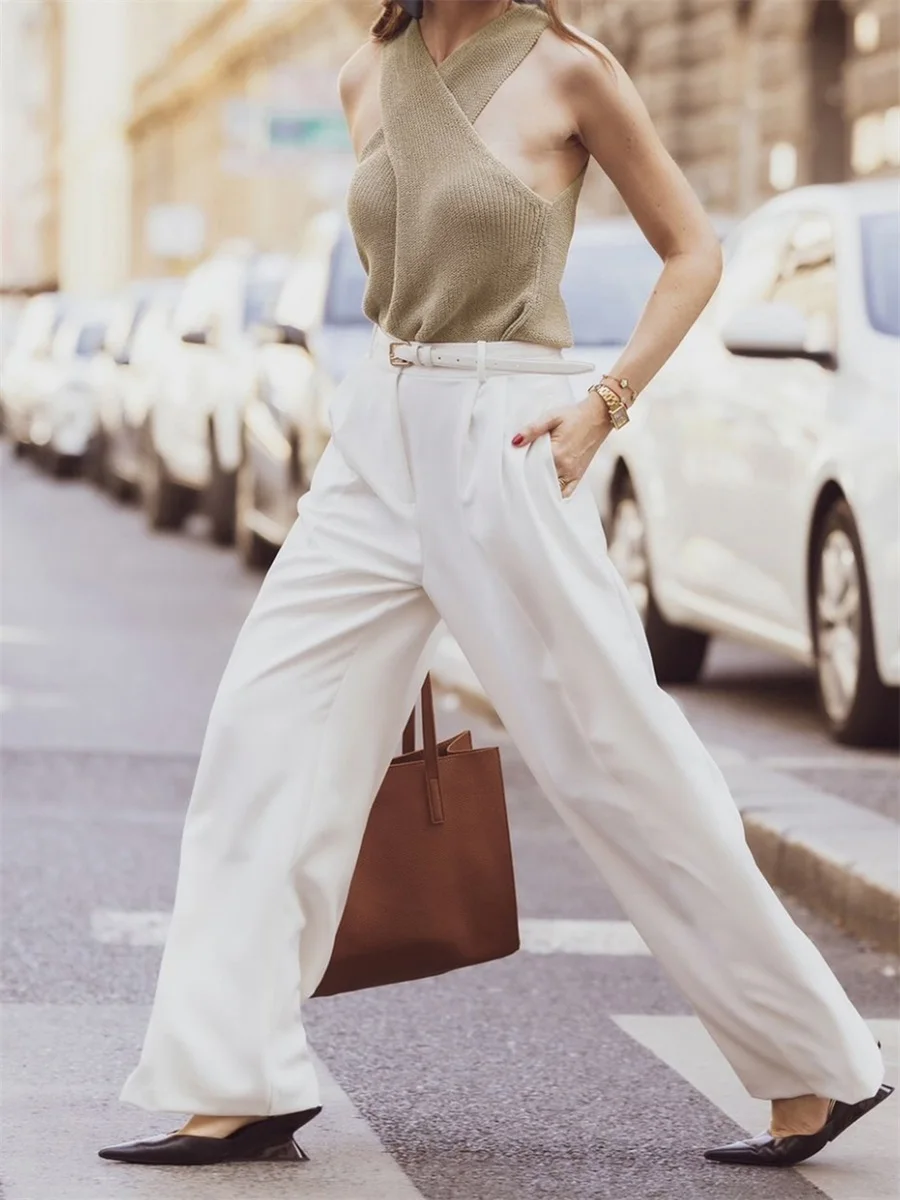 Women's Summer Knit Tank Tops Solid Color Sleeveless Cross Front Slim Sweater Vest Ladies Chic Camis Vest for Streetwear Y2K 00s picture