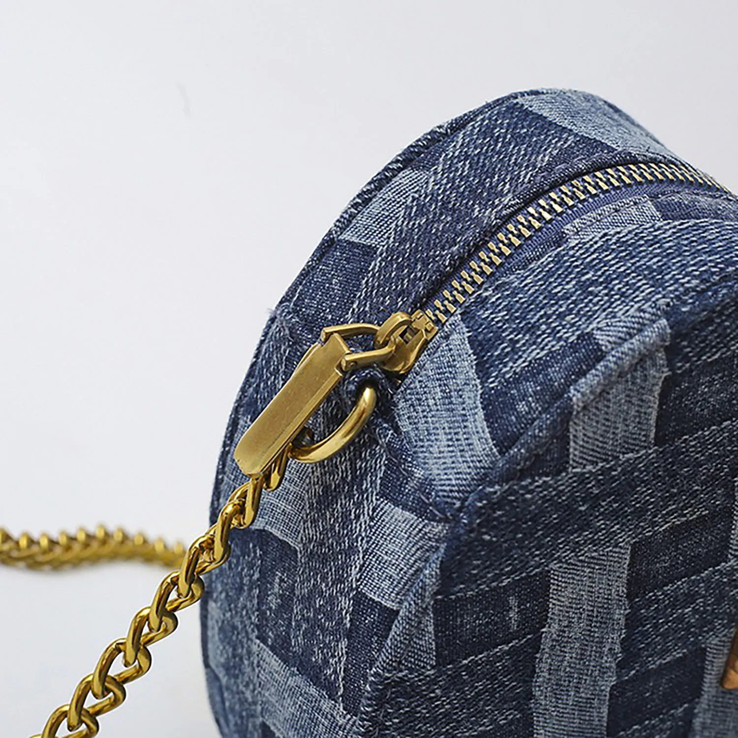 Women's Splicing Cowboy Weave Heart Shaped K-G Sewing Fashion Chain Bag Shoulder Bag