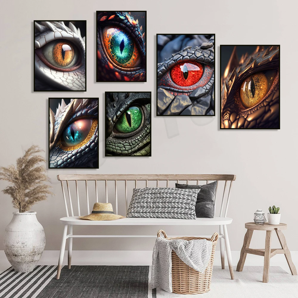 Blue Longan, Rock Eye, Lava Longan Fantasy Monster Eyeball Rettile Longan Poster Canvas Painting Wall Art Prints Room Home Decor