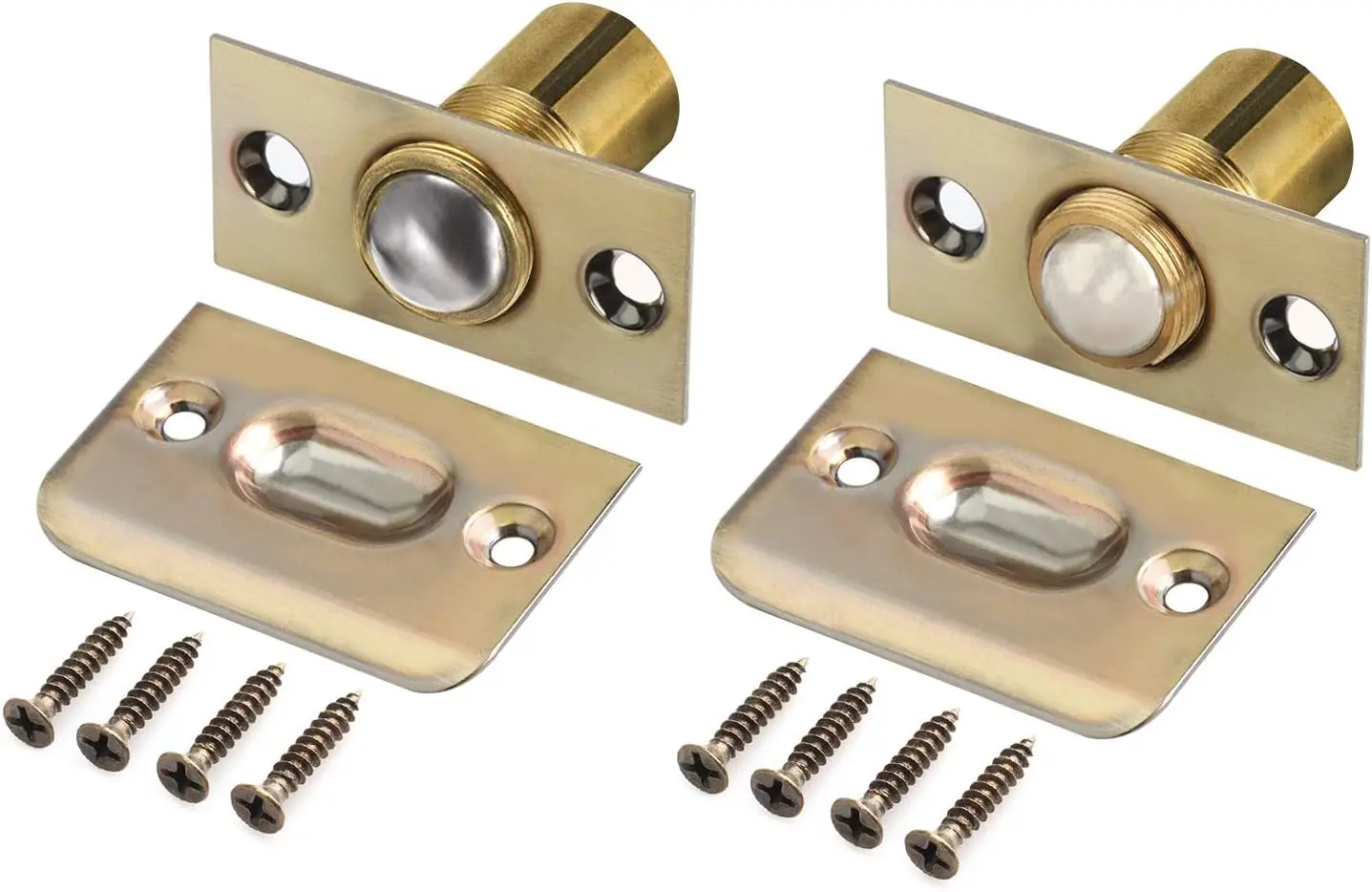 Catch Door Hardware Closet Door Latch Adjustable Spring Cabinet Latch French Catches Pack of 2 (Gold)