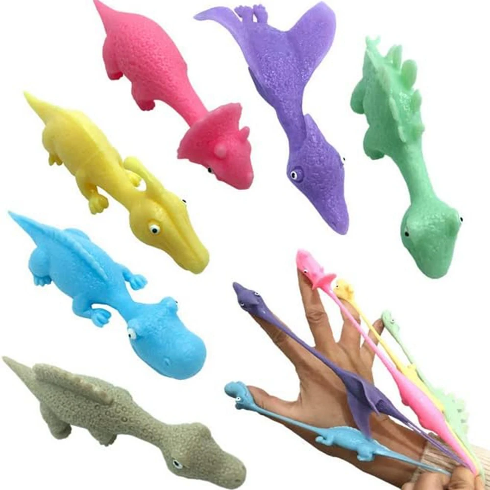 Jileijar Slingshot Dinosaur Finger Toys, Catapult Toys Elastic Dinosaur Flying E9i1