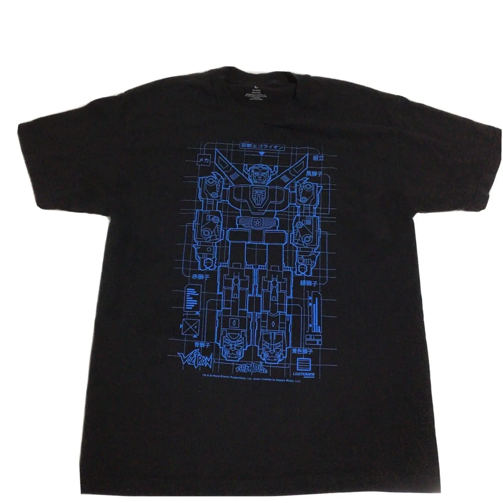 Voltron Blueprint Loot Crate Flophouse Graphic Art T Shirt Size Large Lg Maniche Lunghe O Corte