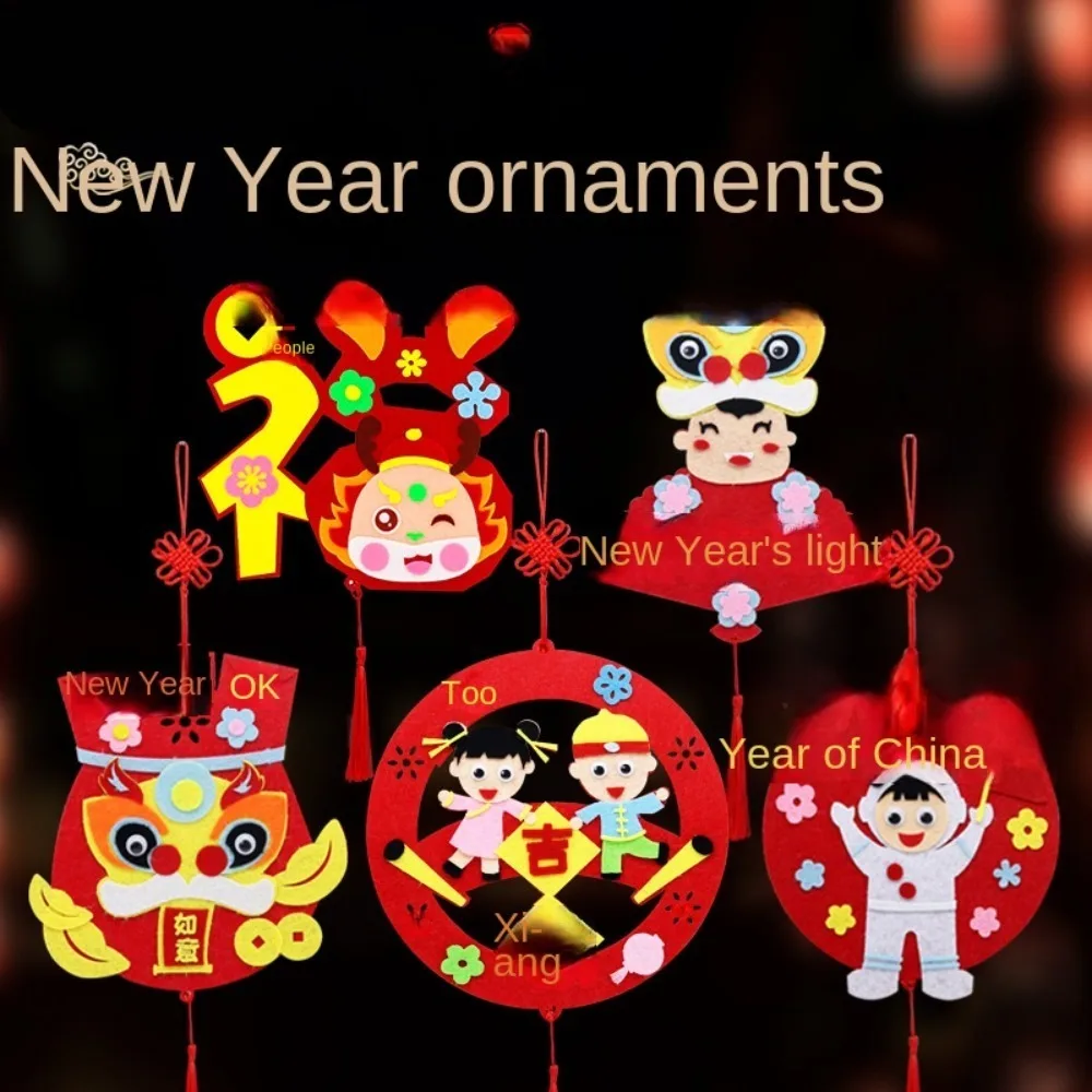 

Cartoon Chinese Style Decoration Pendant Crafts Layout Props New Year Educational Toys with Hanging Rope DIY Toy