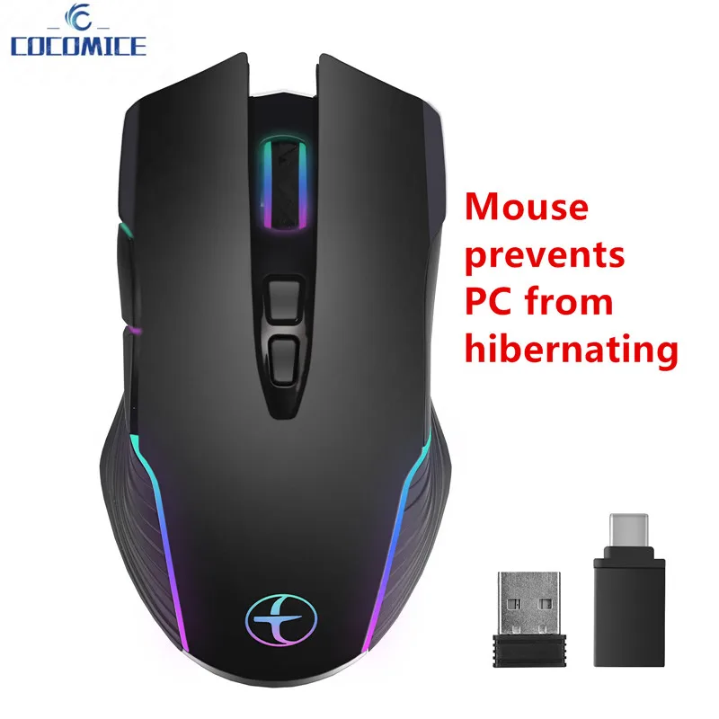 

Mouse knocker virtual mouse prevents computer from sleeping RGB ligh Wireless type-c charging mute MOUSE with Jiggler Mode