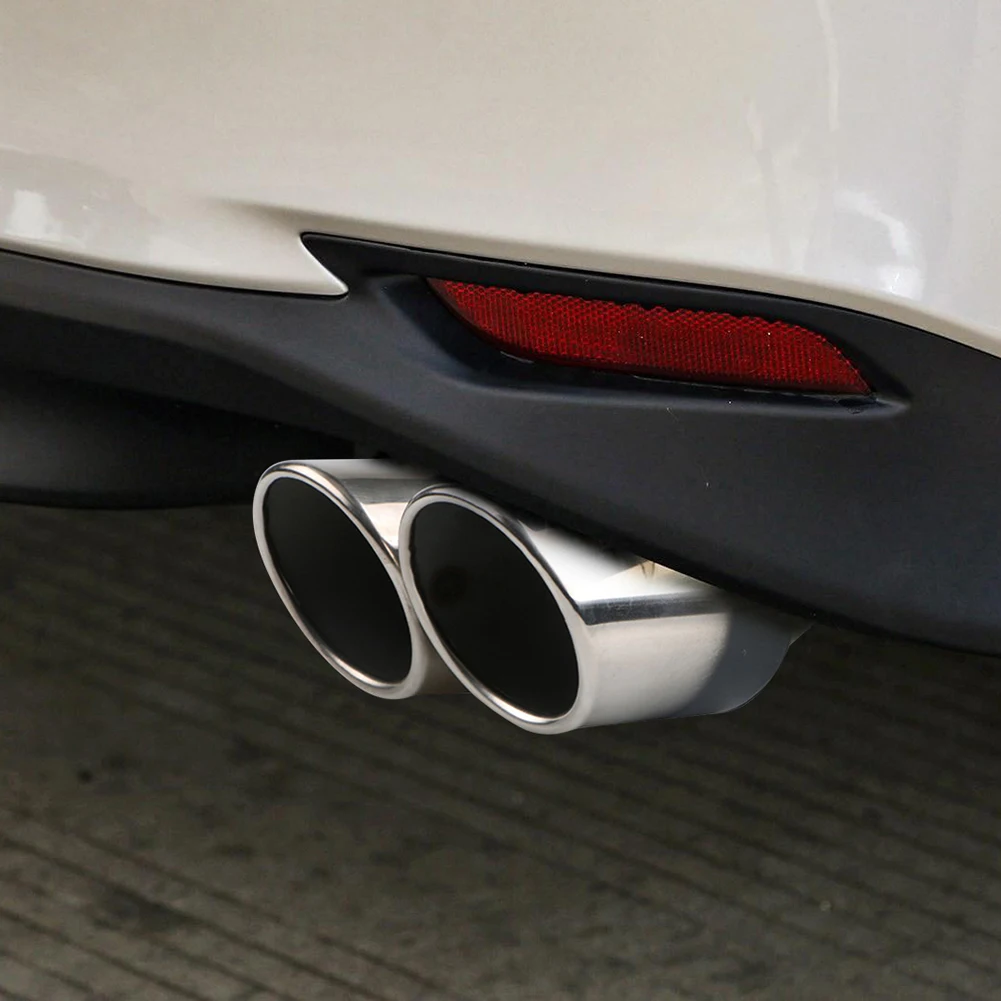 Car Tail Pipe Muffler General One Out Two Grilled Blue Throat Stainless Steel Exhaust Pipe Modification Styling