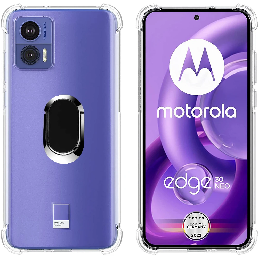 Фото Ring Holder Case For Moto Edge30 Neo Soft TPU Reinforced Corners Shockproof Cover for Motolora Moto Edge 30 Neo Lite Pro Ultra №1