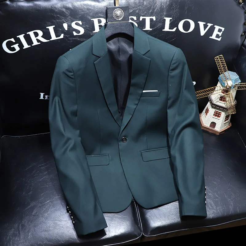 Fashion Men Blazers High Quality Slim Fit Solid Color Casual Business Mens Suit Jacket Formal Office Wedding Suit Tops