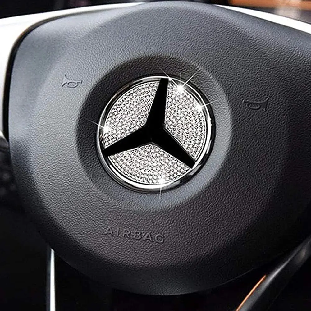 Car Steering Wheel Crystal Emblem Diamond Sticker for Mercedes Benz AMG