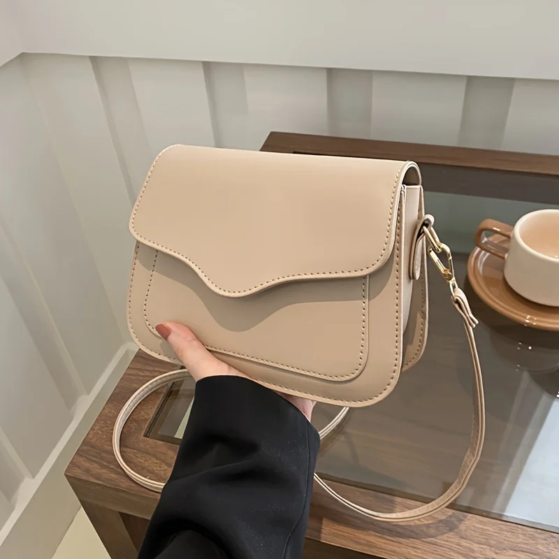 Schicke Damen-Minitasche mit quadratischem Sattel, einfarbig, Kunstleder, Schulter-Crossbody-Tasche, Schnallenverschluss, vielseitige kleine quadratische Tasche – Detail 8