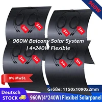 Kit de panneaux solaires flexibles 960W pour système d'alimentation de balcon, modules PV mono 4×240W, ultra-mince et léger, IP67, pour camping-car et fourgon aménagé 1
